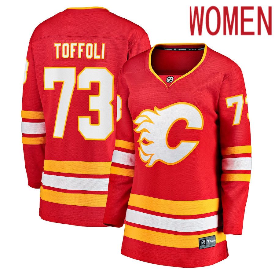 Women Calgary Flames #73 Tyler Toffoli Fanatics Branded Red Home Breakaway Player NHL Jersey